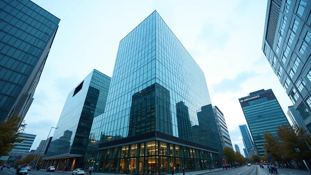 Moderne Börsengebäude mit Glasfassade, Berlin Finanzdistrikt, Tageslicht, scharfer Fokus